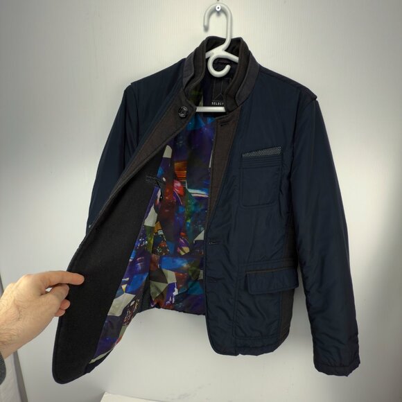 Selected “Happer” Padded Navy/Charcoal Blazer Jacket S - Picture 5 of 10